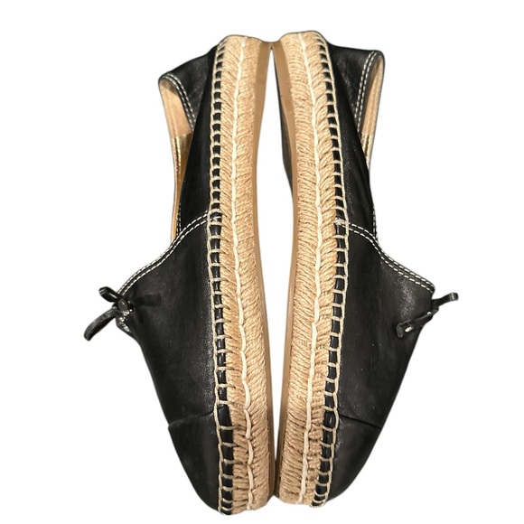 PRADA CALZATURE NAPPA BLACK ROUND TOE CAP LEATHER ESPADRILLES BOW 37 - Picture 6 of 12